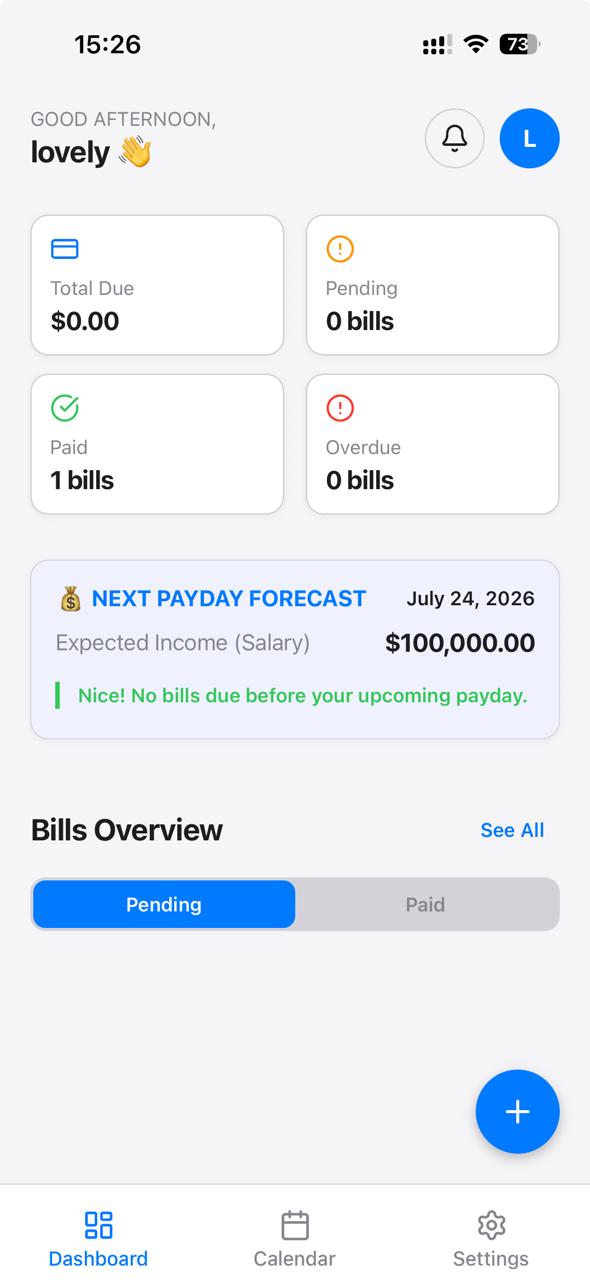 BillReminder screenshot 1